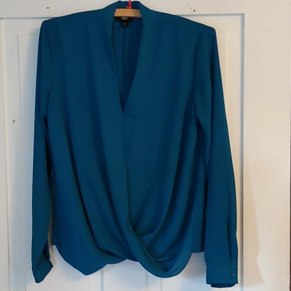 Mossimo Dressy Top Teal Blue Size XS 100% Polyester